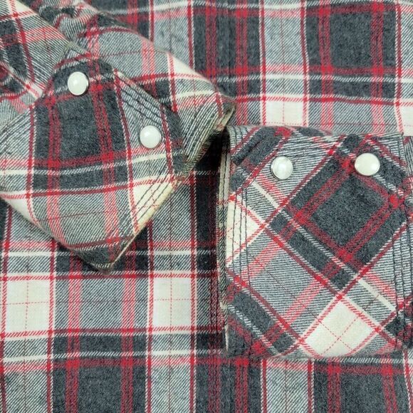 Vintage Y2K True Religion Pearl Snap Flannel Shirt Mens XL Red Plaid Western - Picture 13 of 13
